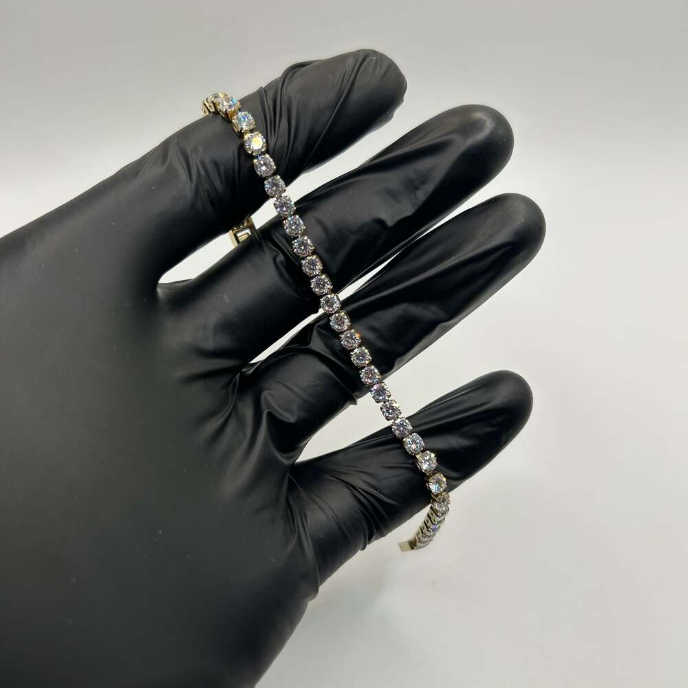 Real Moissanite Tennis Bracelet Women 4mm Gold 6.5 Inch Brand New Allergen Free